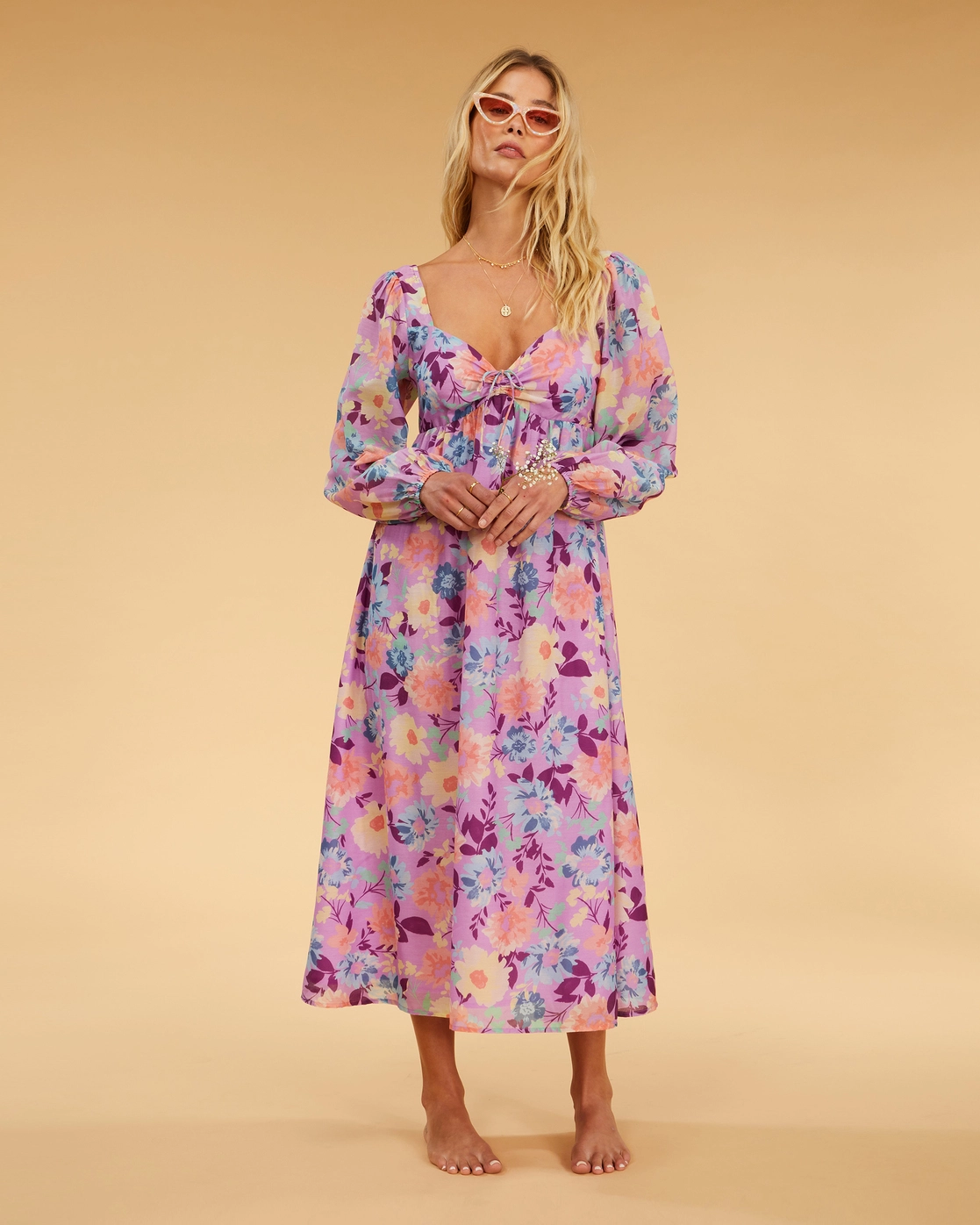 Billabong Salty Blonde Paradise Love Long Sleeve Midi Dress 2 Billabong Salty Blonde Paradise Love Long Sleeve Midi Dress - Image 2