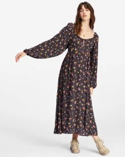 Billabong Better Days Long Sleeve Midi Dress -Dresses Shop abjwd00509 billabongw ofb frt1